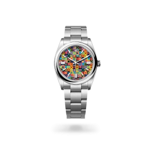 Rolex Oyster Perpetual 36 en acero Oystersteel con esfera Multicolor, motivo Jubilee y brazalete Oyster - Bentrani 