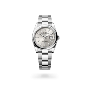 Rolex Datejust 36 de acero Oystersteel con esfera plateada, bisel abombada, y brazalete Oyster - Bentrani