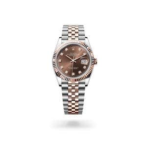 Rolex Datejust 36 en acero Oystersteel y oro Everose con esfera Chocolate engastada de diamantes y brazalete Jubilee - Bentrani 