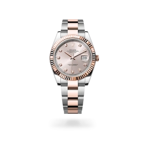Rolex Datejust 41 de acero Oystersteel y oro Everose con esfera Sundust engastada con diamantes, bisel estriado, y brazalete Oyster - Bentrani