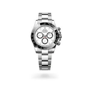 Rolex Cosmograph Daytona de acero Oystersteel con esfera blanca, bisel Cerachrom monobloque en cerámica negra, y brazalete Oyster - Bentrani