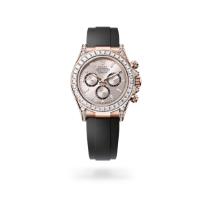 Rolex Cosmograph Daytona de oro Everose y diamantes con esfera Sundust, bisel engastado de diamantes, y brazalete Oysterflex - Bentrani