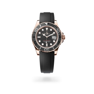 Rolex Yacht-Master 40 de oro Everose con esfera negro intenso, bisel giratorio unidireccional graduado 60 minutos, y brazalete Oysterflex - Bentrani
