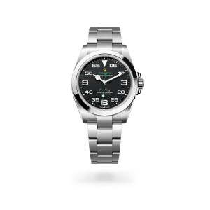 Rolex Air-King de acero Oystersteel con esfera negra, bisel liso, y brazalete Oyster - Bentrani