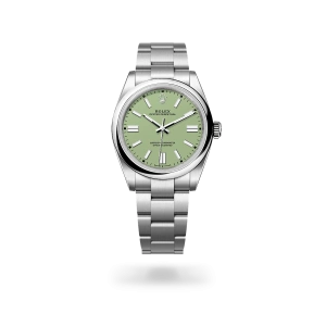 Rolex Oyster Perpetual 41 de acero Oystersteel con esfera pistachio, bisel abombado y brazalete Oyster - Bentrani