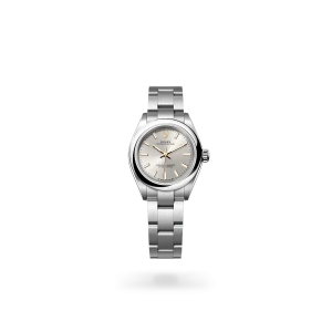 Rolex Oyster Perpetual 28 de acero Oystersteel con esfera plateada, bisel abombada y brazalete Oyster - Bentrani