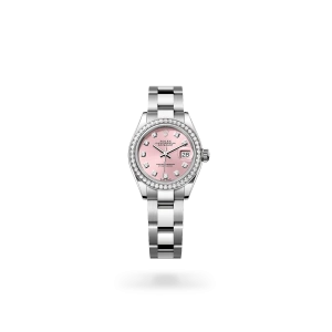 Rolex Lady-Datejust de acero Oystersteel, oro blanco y diamantes con esfera rosa engastada con diamantes, bisel engastado de diamantes, y brazalete Oyster - Bentrani