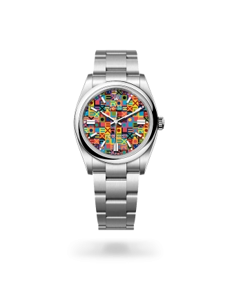 Rolex Oyster Perpetual 36 en acero Oystersteel con esfera Multicolor, motivo Jubilee y brazalete Oyster - Bentrani 