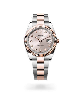 Rolex Datejust 41 de acero Oystersteel y oro Everose con esfera Sundust engastada con diamantes, bisel estriado, y brazalete Oyster - Bentrani