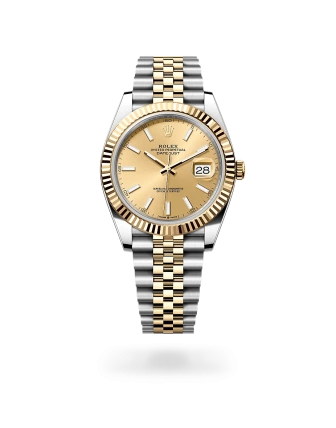Rolex Datejust 41 de acero Oystersteel y oro amarillo con esfera color champagne, bisel estriado, y brazalete Jubilee - Bentrani