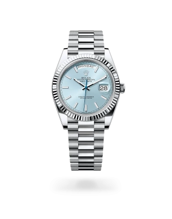 Rolex Day-Date 40 en platino con esfera Azul glaciar y brazalete President - Bentrani 