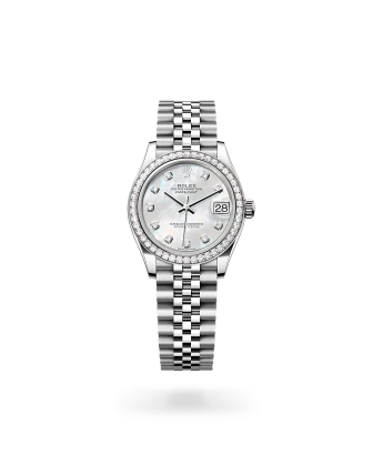 Rolex Datejust de 31 de acero Oystersteel, oro blanco y diamantes con esfera nácar blanco engastada de diamantes, bisel engastado de diamantes, y brazalete Jubilee - Bentrani