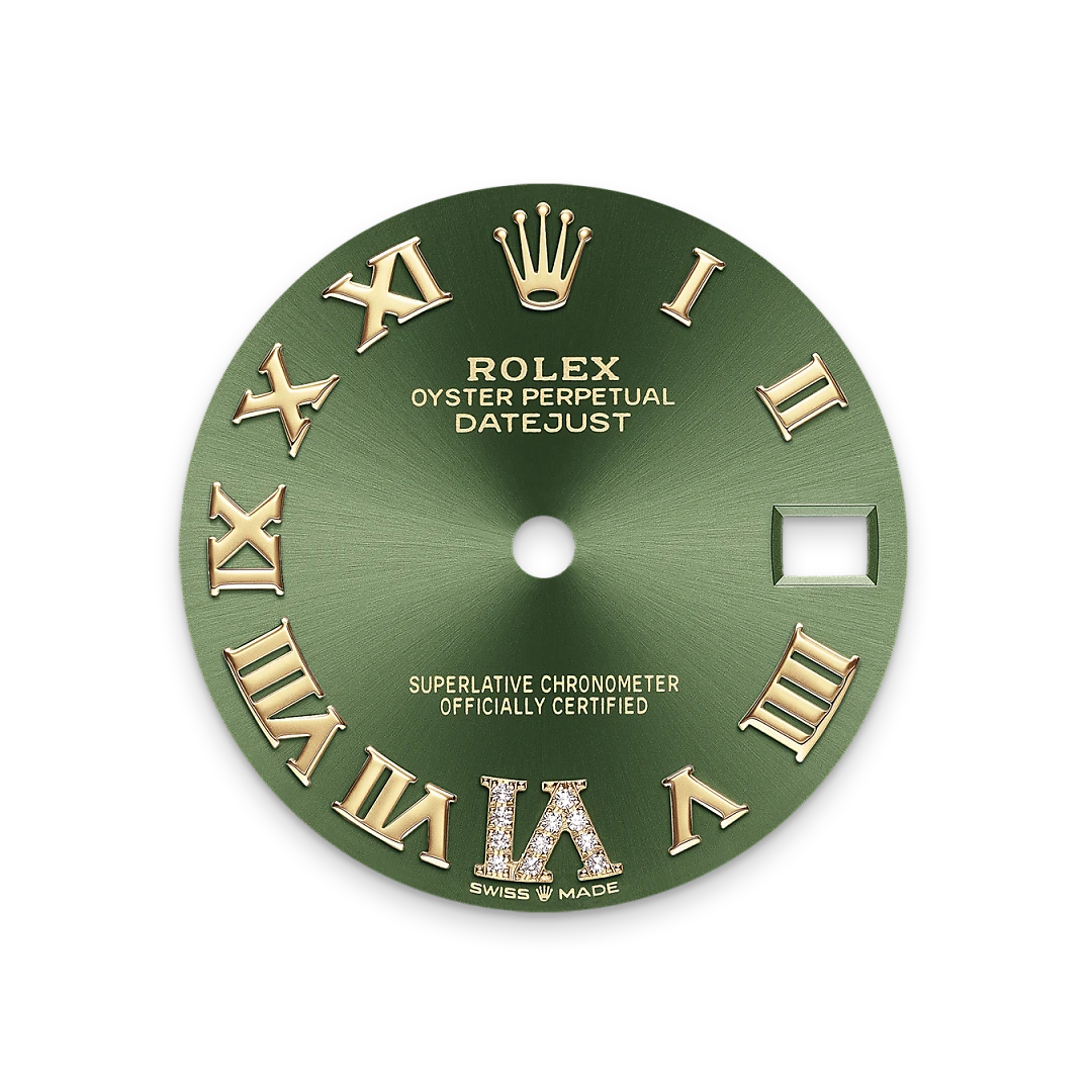 Rolex Datejust 31 en acero Oystersteel, oro amarillo y diamantes con esfera Verde oliva y brazalete Oyster, m278343rbr-0015 - Bentrani