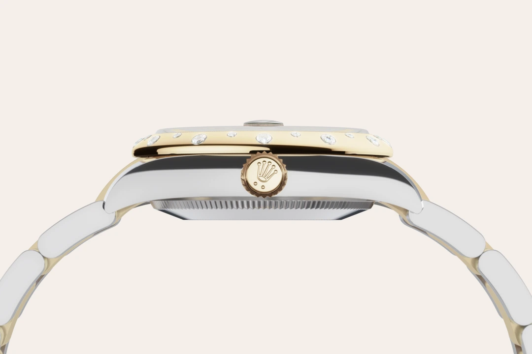 Rolex Datejust 31 en acero Oystersteel, oro amarillo y diamantes con esfera Verde oliva y brazalete Oyster, m278343rbr-0015 - Bentrani